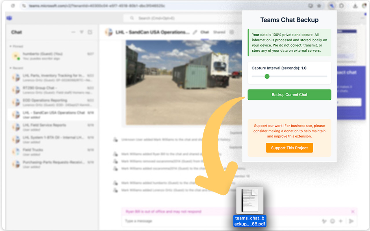 Teams Chat Backup chrome谷歌浏览器插件_扩展第2张截图