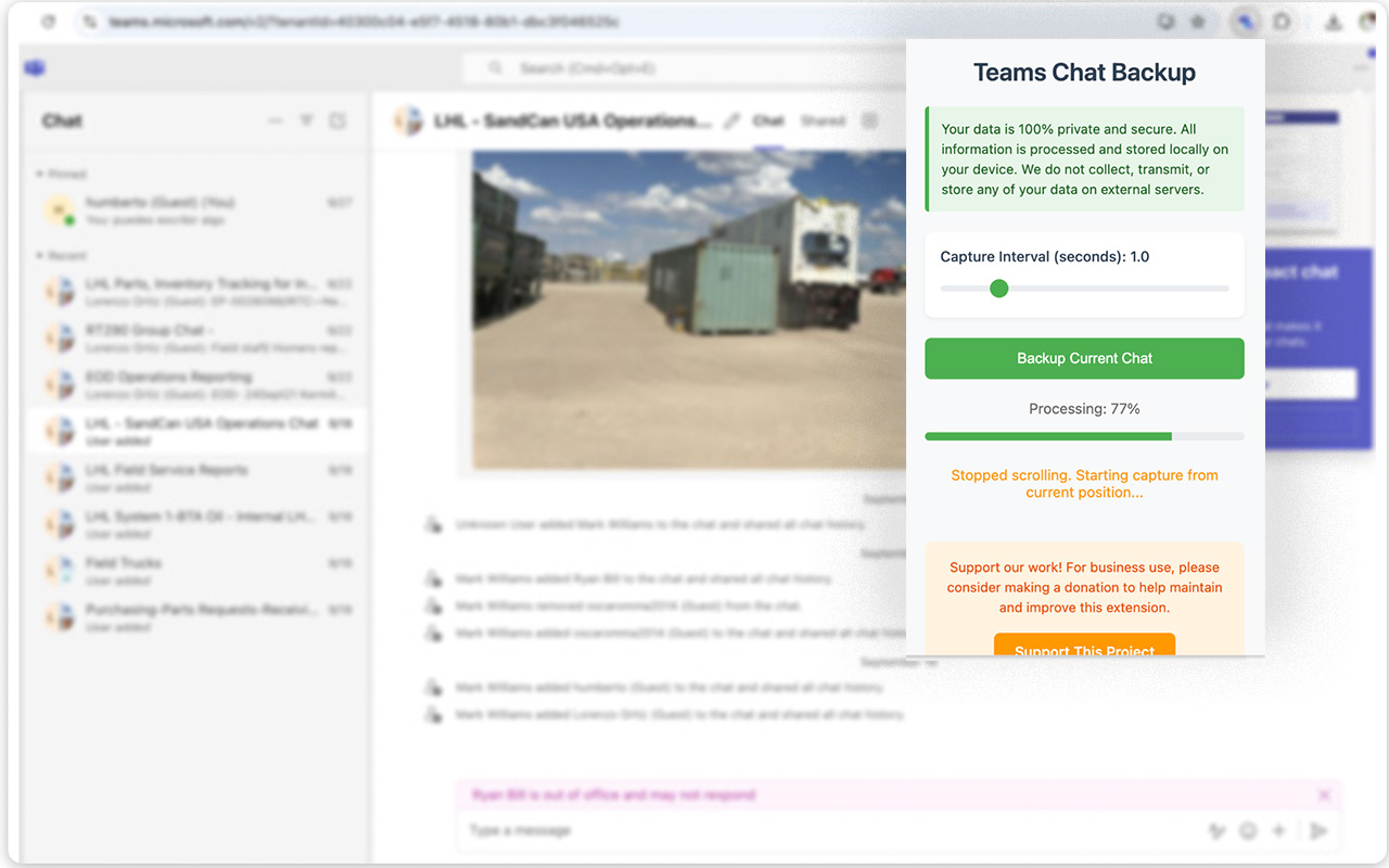 Teams Chat Backup chrome谷歌浏览器插件_扩展第3张截图