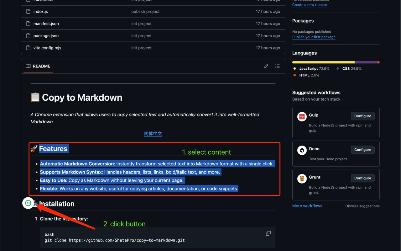 Copy To Markdown chrome谷歌浏览器插件_扩展第1张截图