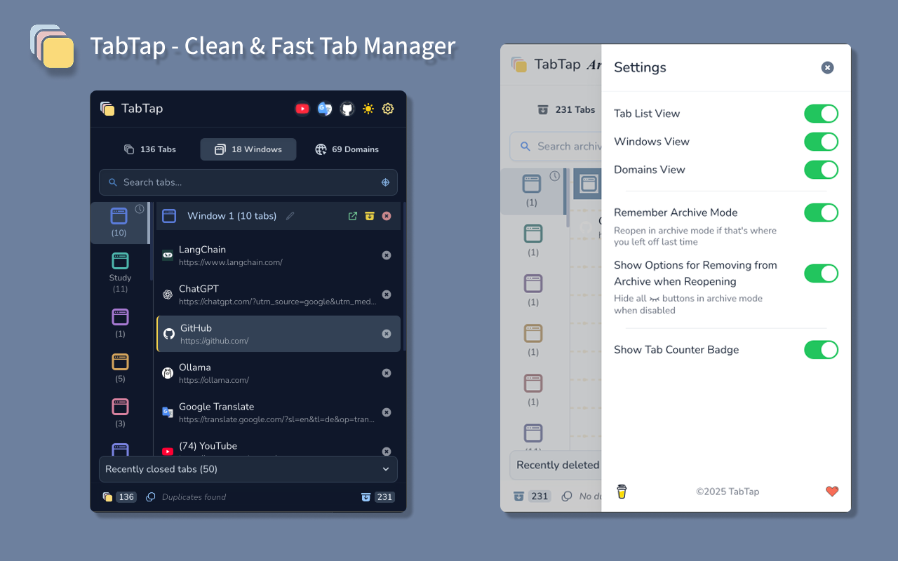TabTap - Clean & Fast Tab Manager chrome谷歌浏览器插件_扩展第4张截图