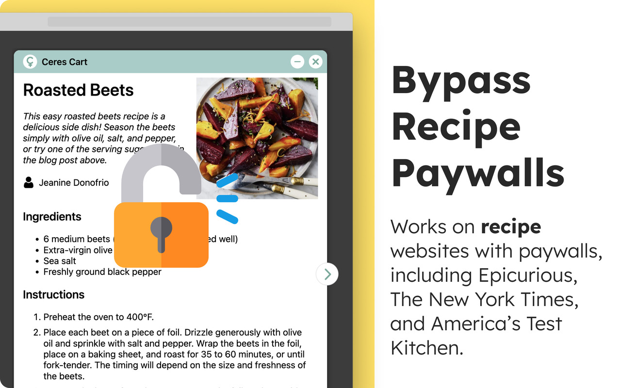 Recipe Filter & Grocery Finder | Ceres Cart chrome谷歌浏览器插件_扩展第1张截图