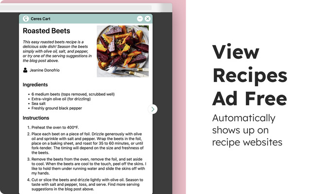 Recipe Filter & Grocery Finder | Ceres Cart chrome谷歌浏览器插件_扩展第5张截图