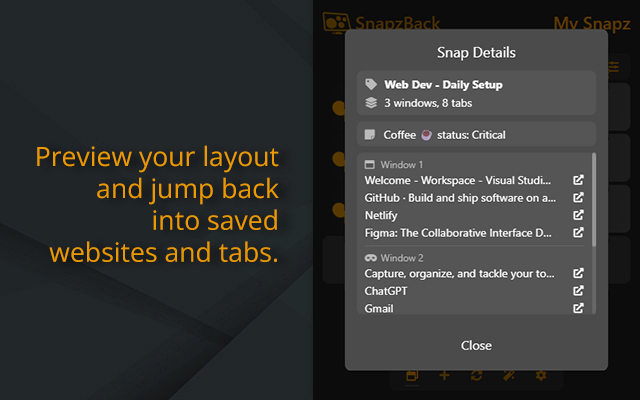 SnapzBack Layout Manager - Windows & Tabs chrome谷歌浏览器插件_扩展第3张截图