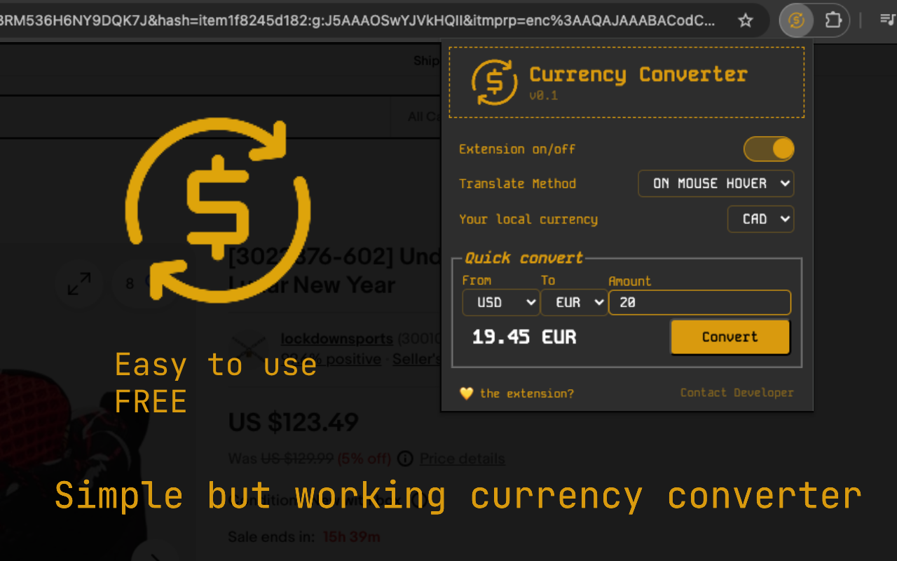 Currency Converter chrome谷歌浏览器插件_扩展第2张截图
