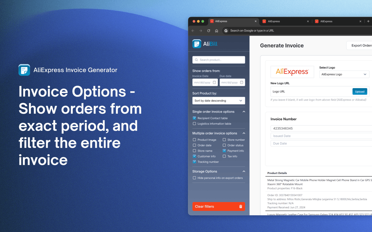 AliBill – AliExpress Invoice Generator chrome谷歌浏览器插件_扩展第4张截图