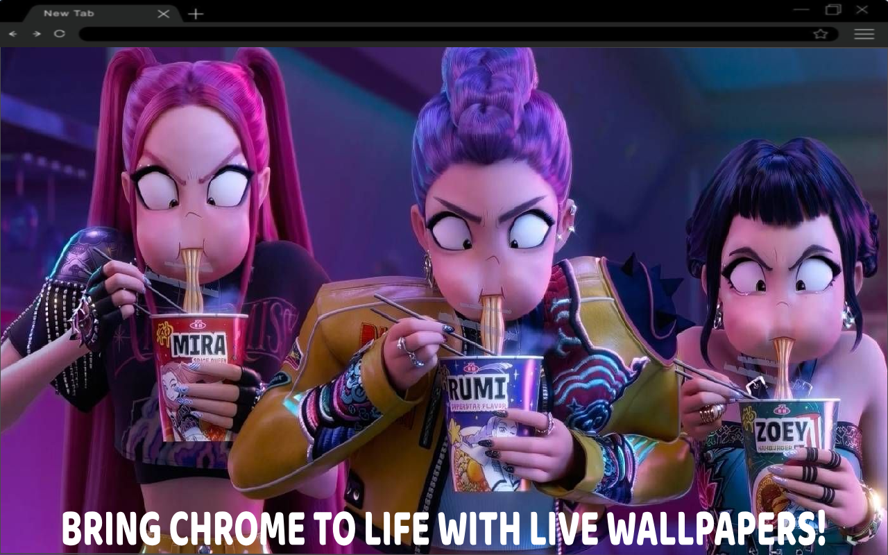 K-Pop Demon Hunters Noodle Time Live Wallpaper chrome谷歌浏览器插件_扩展第1张截图