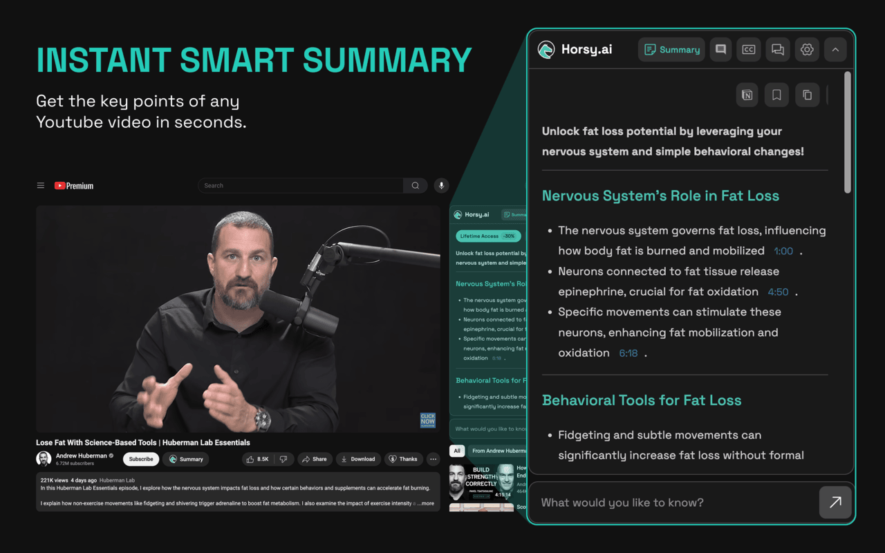 Horsy.ai: AI-Brain for Browsing, Research & YouTube (Free Summaries) chrome谷歌浏览器插件_扩展第5张截图