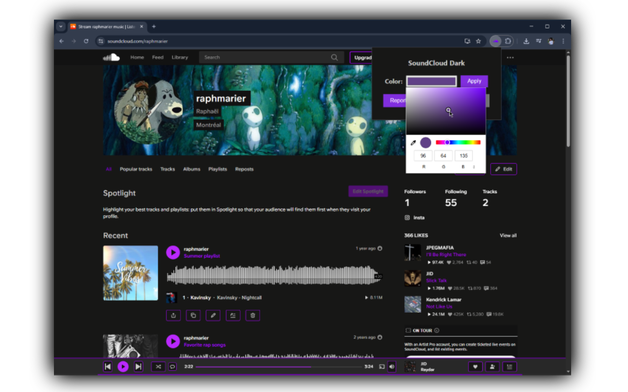 SoundCloud Dark - Color theme for SoundCloud chrome谷歌浏览器插件_扩展第5张截图
