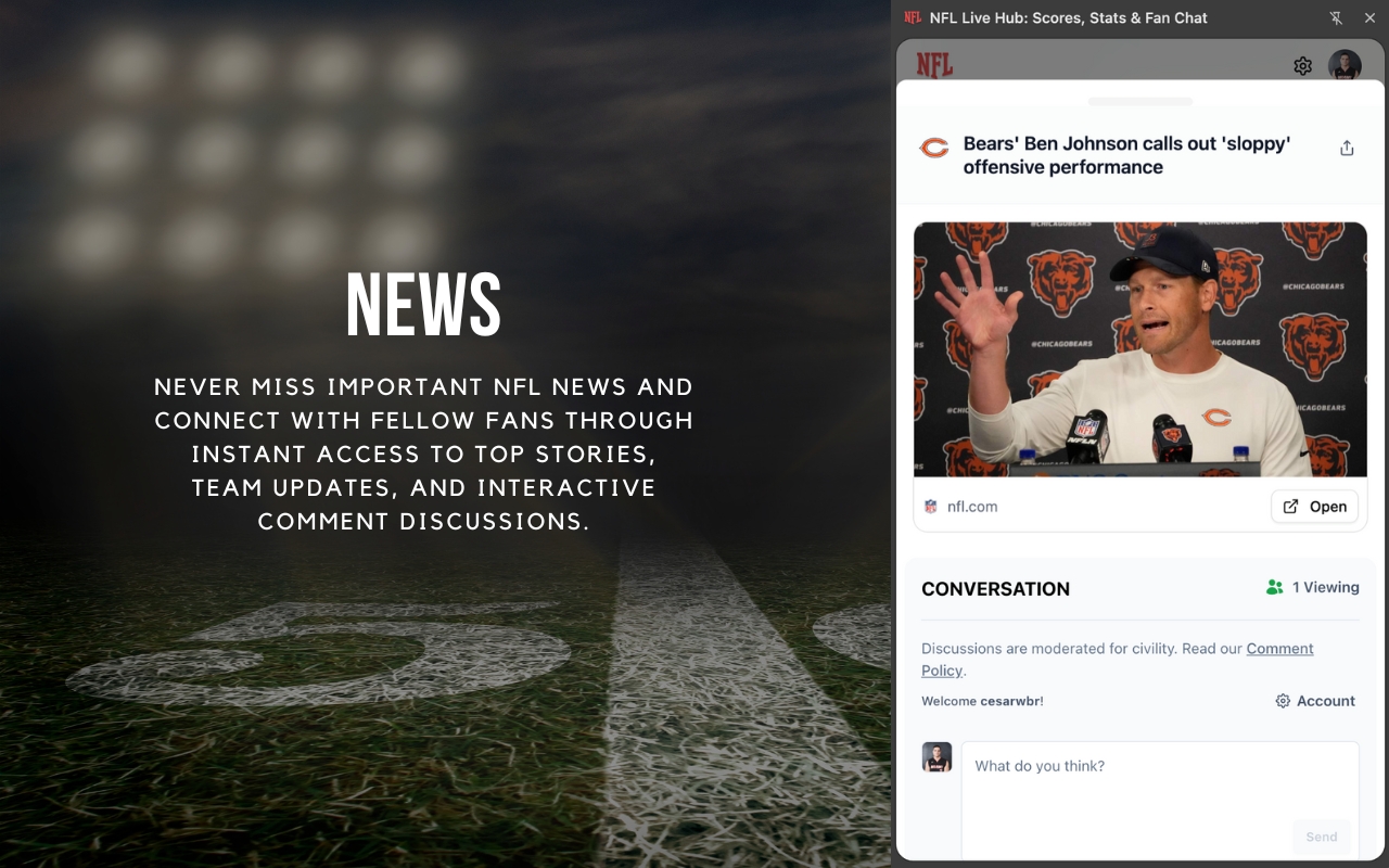 NFL实时中心：比分、数据和球迷聊天 chrome谷歌浏览器插件_扩展第2张截图