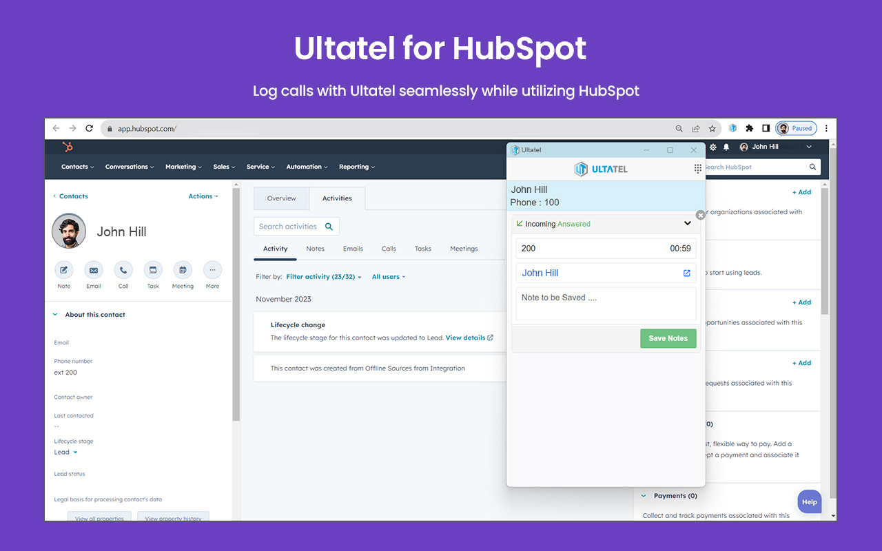 ULTATEL for HubSpot CRM chrome谷歌浏览器插件_扩展第3张截图