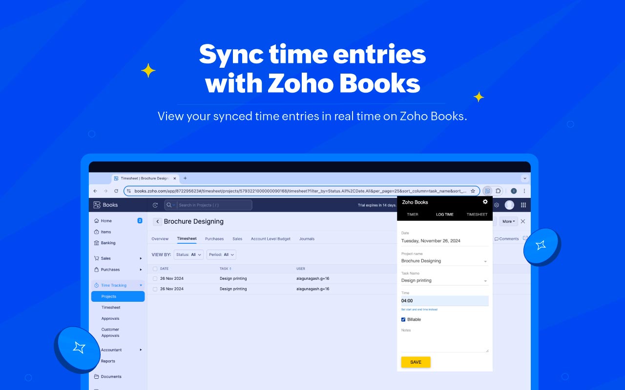 Zoho Books Timer chrome谷歌浏览器插件_扩展第1张截图