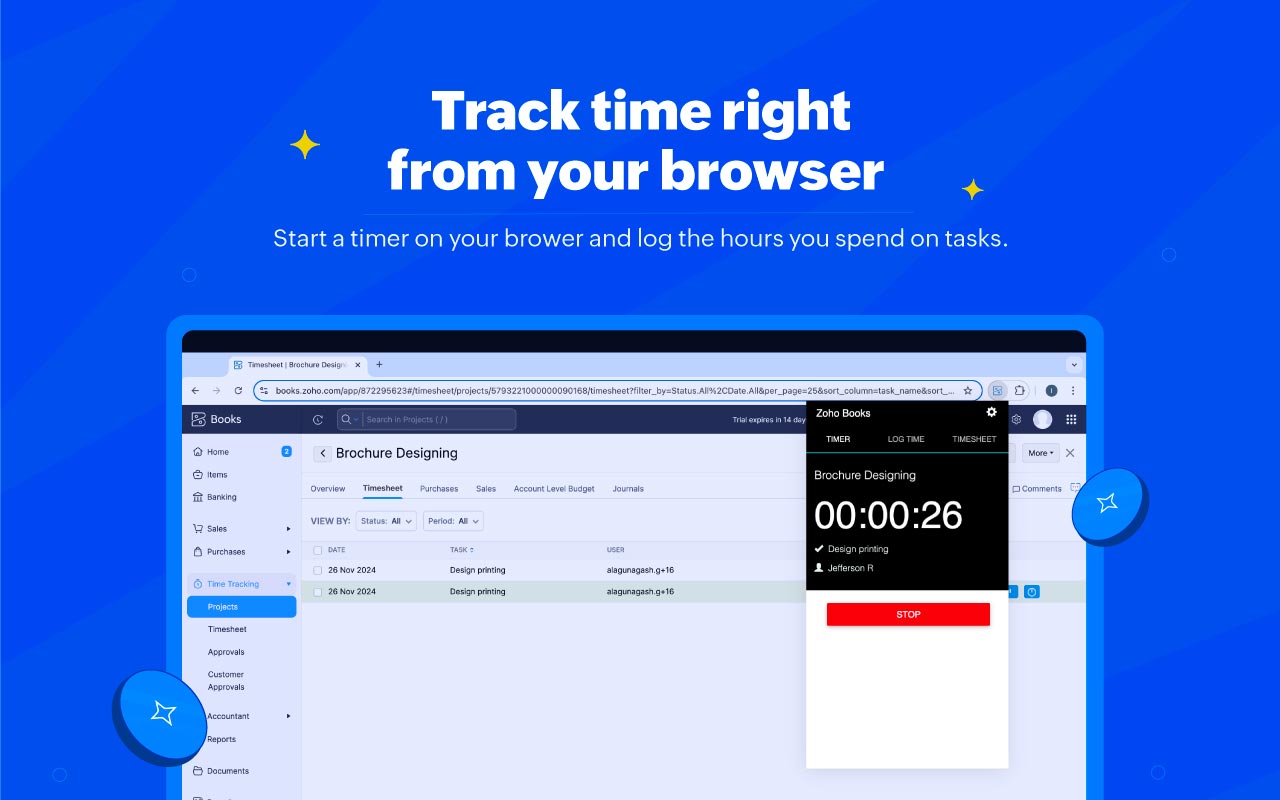 Zoho Books Timer chrome谷歌浏览器插件_扩展第4张截图