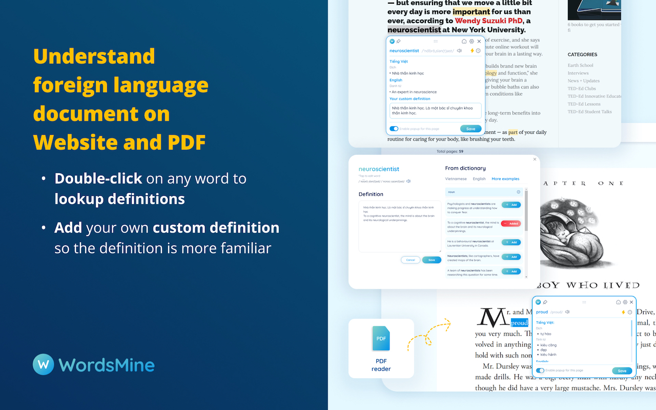 WordsMine! Your one-stop solution for vocabulary chrome谷歌浏览器插件_扩展第2张截图