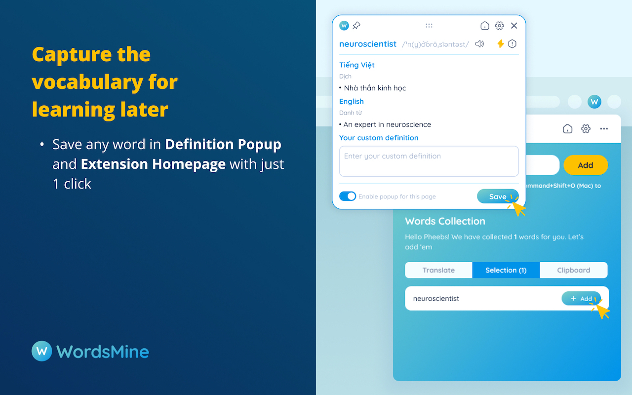 WordsMine! Your one-stop solution for vocabulary chrome谷歌浏览器插件_扩展第5张截图