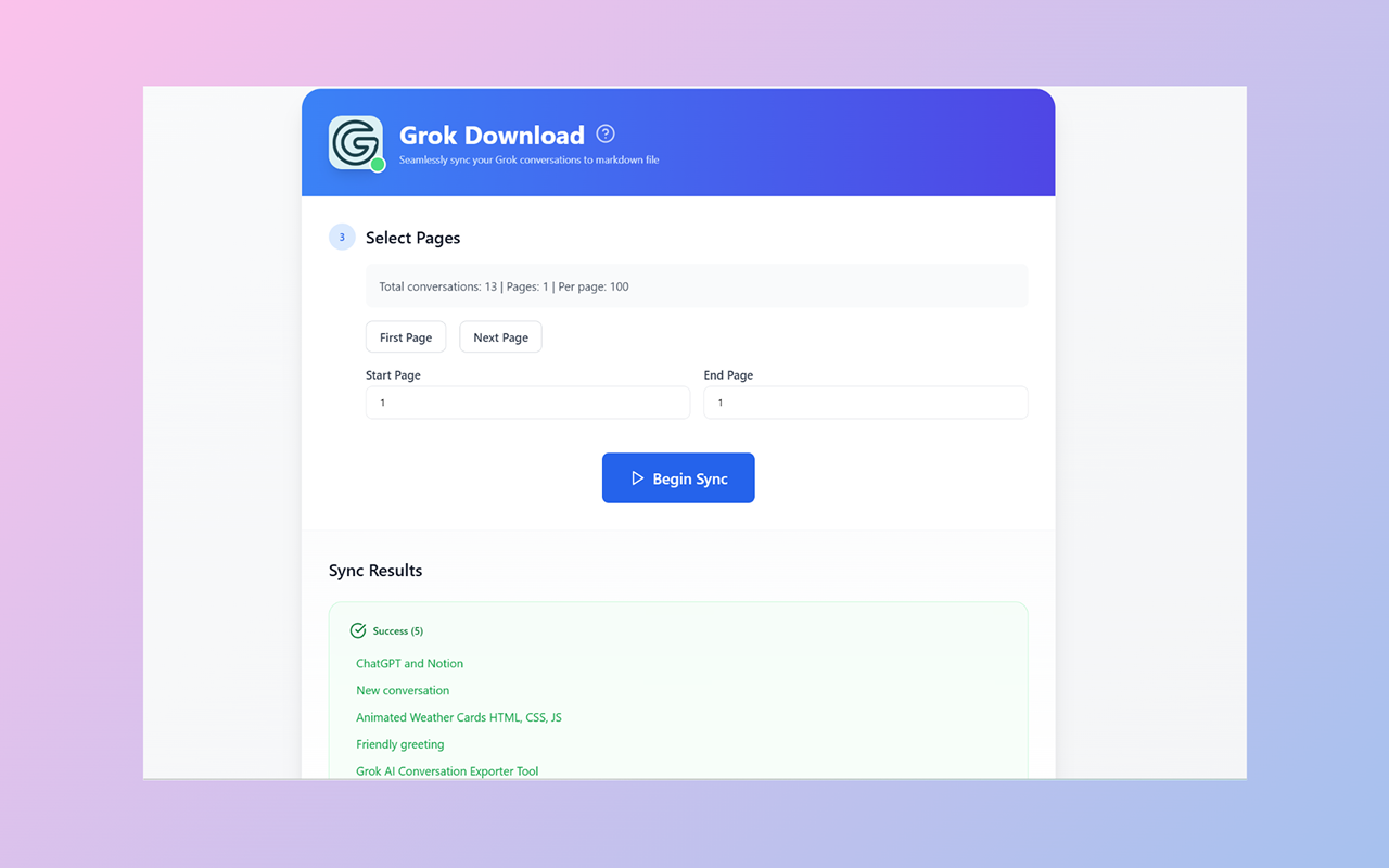 Backup Grok AI to Obsidian and Html chrome谷歌浏览器插件_扩展第3张截图