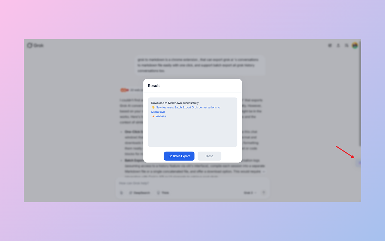 Backup Grok AI to Obsidian and Html chrome谷歌浏览器插件_扩展第4张截图