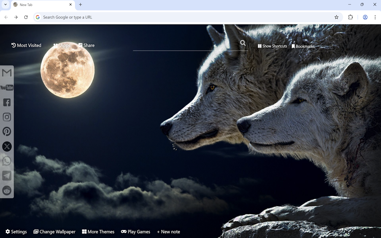 Wolf Wallpaper New Tab chrome谷歌浏览器插件_扩展第1张截图