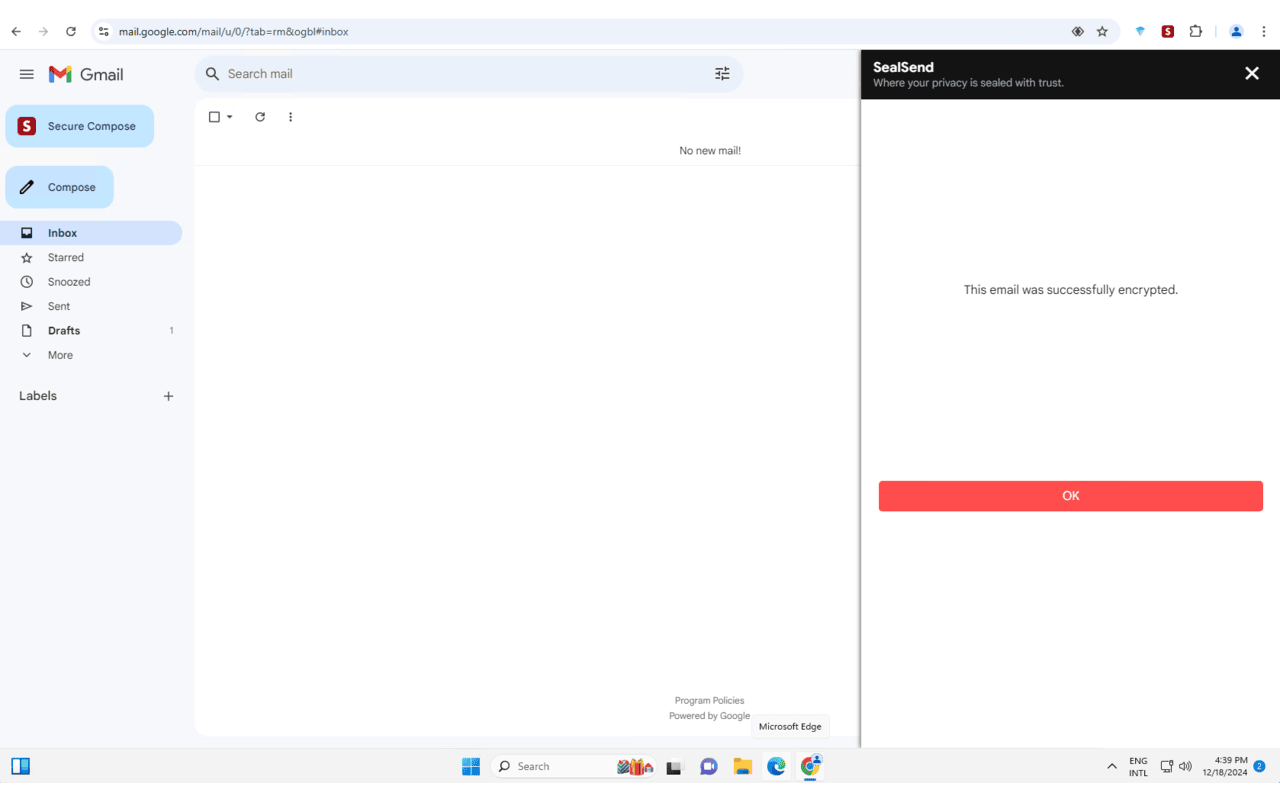 SealSend - Secure Email Encryption Made Simple chrome谷歌浏览器插件_扩展第2张截图