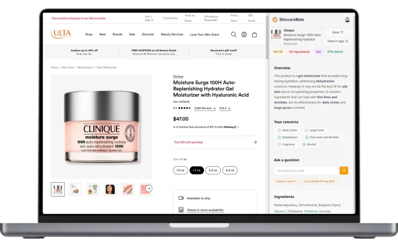 SkincareMate – Skincare Ingredient Checker chrome谷歌浏览器插件_扩展第4张截图