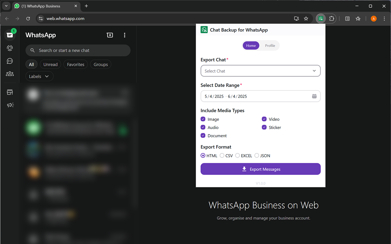 WhatsApp 聊天备份 - 备份 WA 消息 chrome谷歌浏览器插件_扩展第3张截图