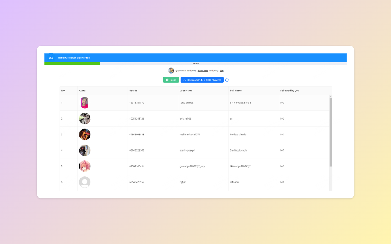 Turbo Follower Exporter Tool chrome谷歌浏览器插件_扩展第1张截图