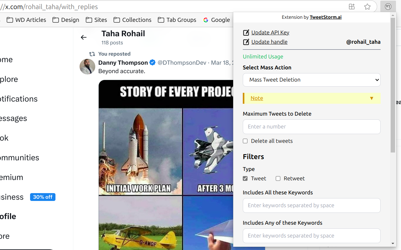 Mass Tweet Deletions & more | TweetStorm.ai chrome谷歌浏览器插件_扩展第4张截图