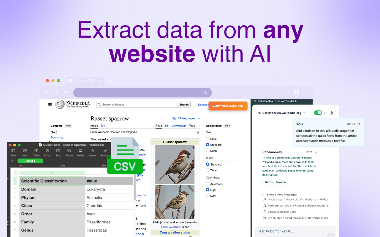 Robomonkey: Chat to Build AI-powered Extensions & Automations (Userscripts) chrome谷歌浏览器插件_扩展第3张截图