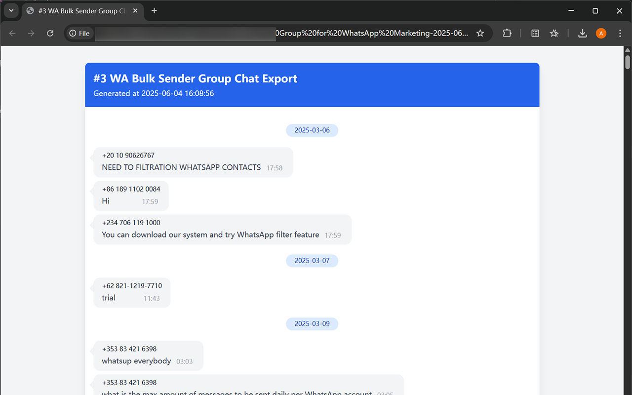 WhatsApp 聊天消息备份 chrome谷歌浏览器插件_扩展第2张截图