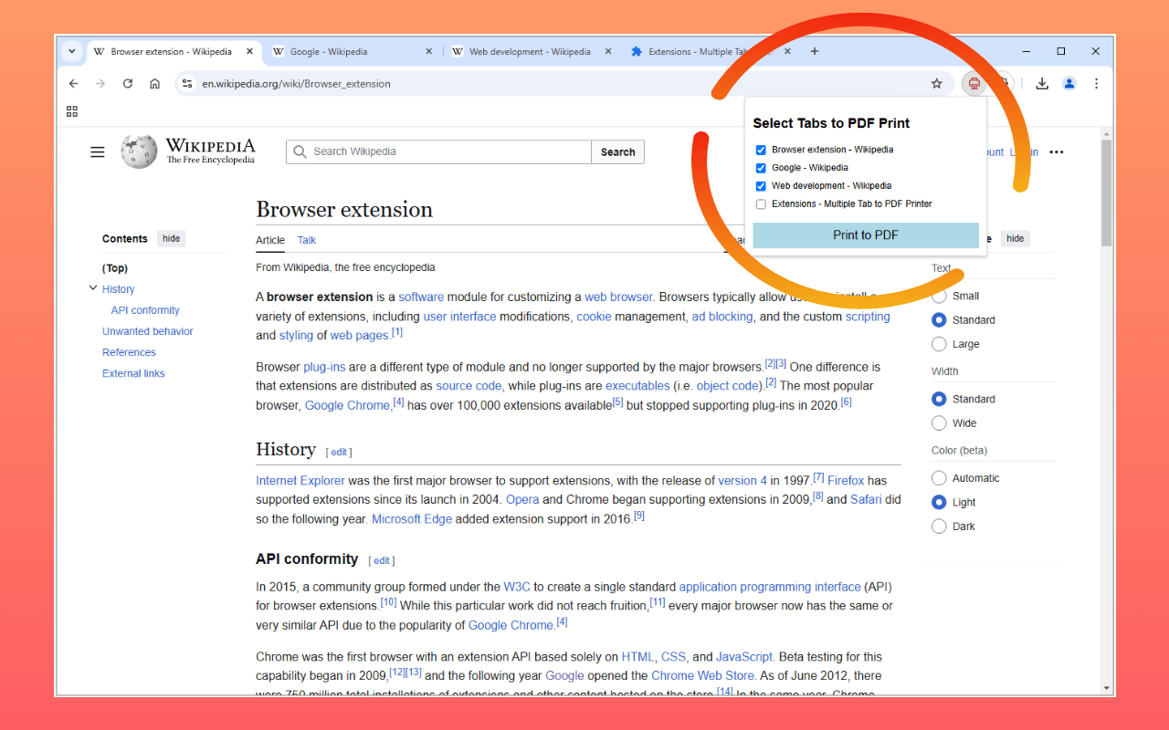 Multiple Tab to PDF Printer chrome谷歌浏览器插件_扩展第3张截图
