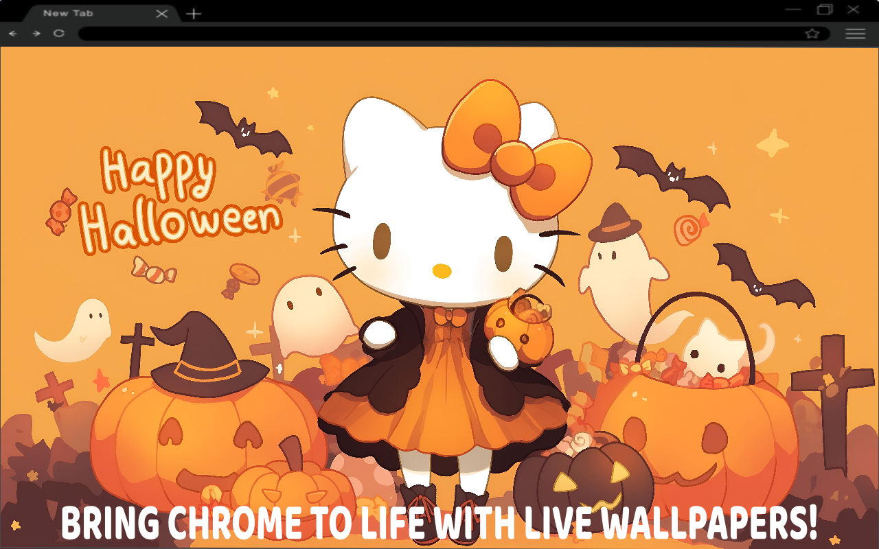 Hello Kitty Cute Halloween Pumpkins Live Wallpaper chrome谷歌浏览器插件_扩展第1张截图