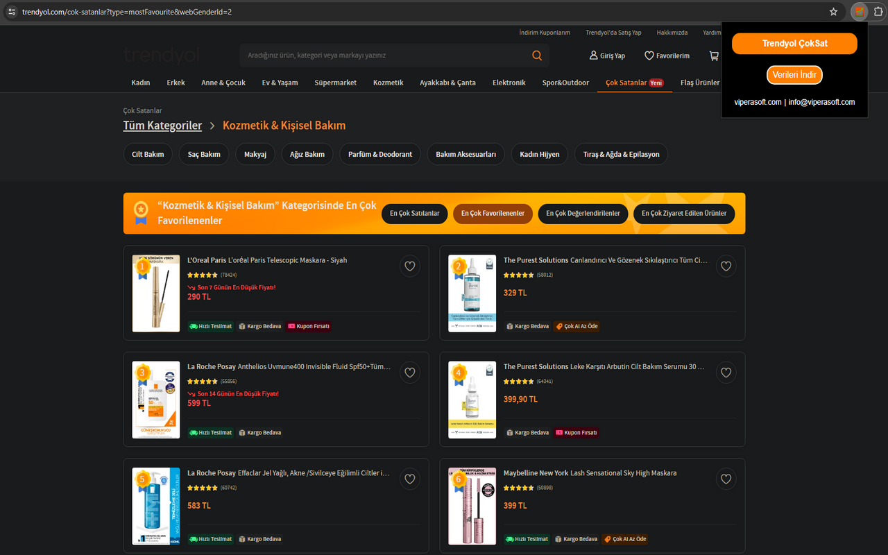 Trendyol ÇokSat - Trendyol'da Çok Satan Ürünleri Dışa Aktar chrome谷歌浏览器插件_扩展第1张截图