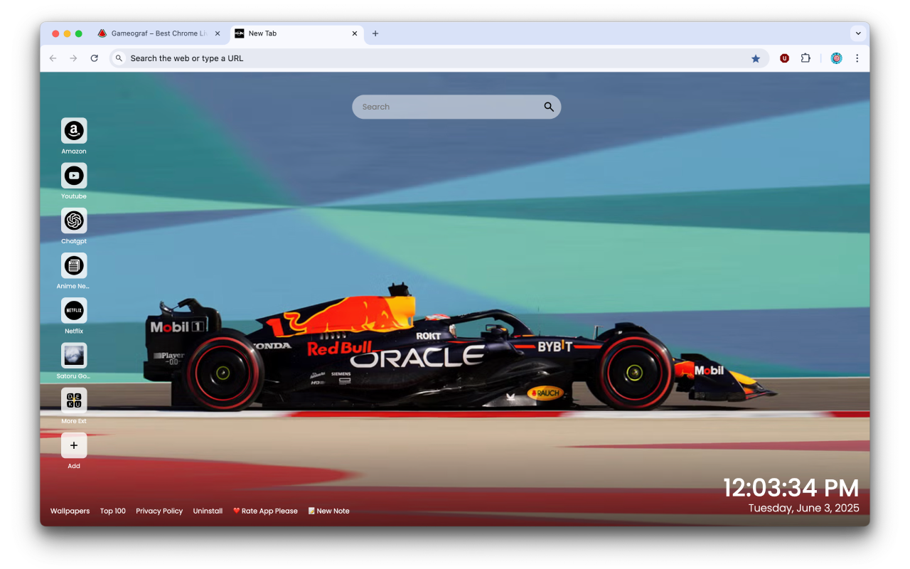 Red Bull Formula 1 Car Wallpapers New Tab by Gameograf chrome谷歌浏览器插件_扩展第2张截图