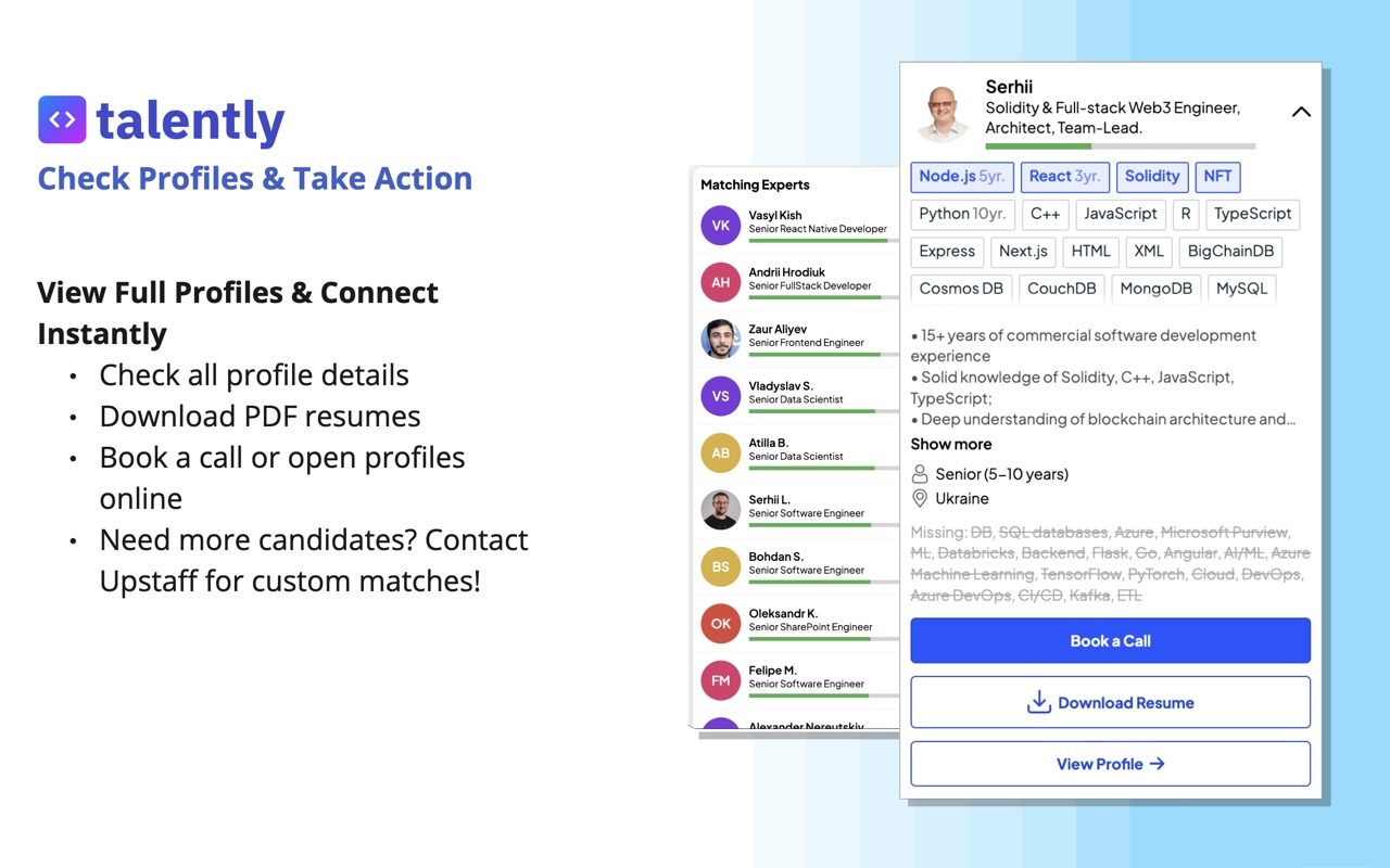 Talently - find software developer in a tap chrome谷歌浏览器插件_扩展第1张截图