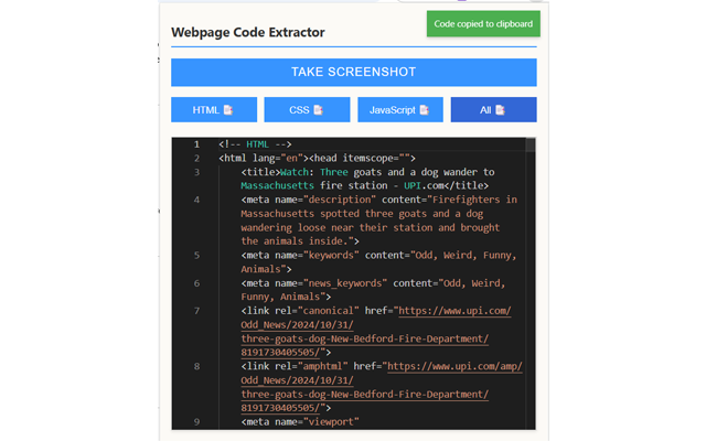 Webpage Code Extractor chrome谷歌浏览器插件_扩展第2张截图