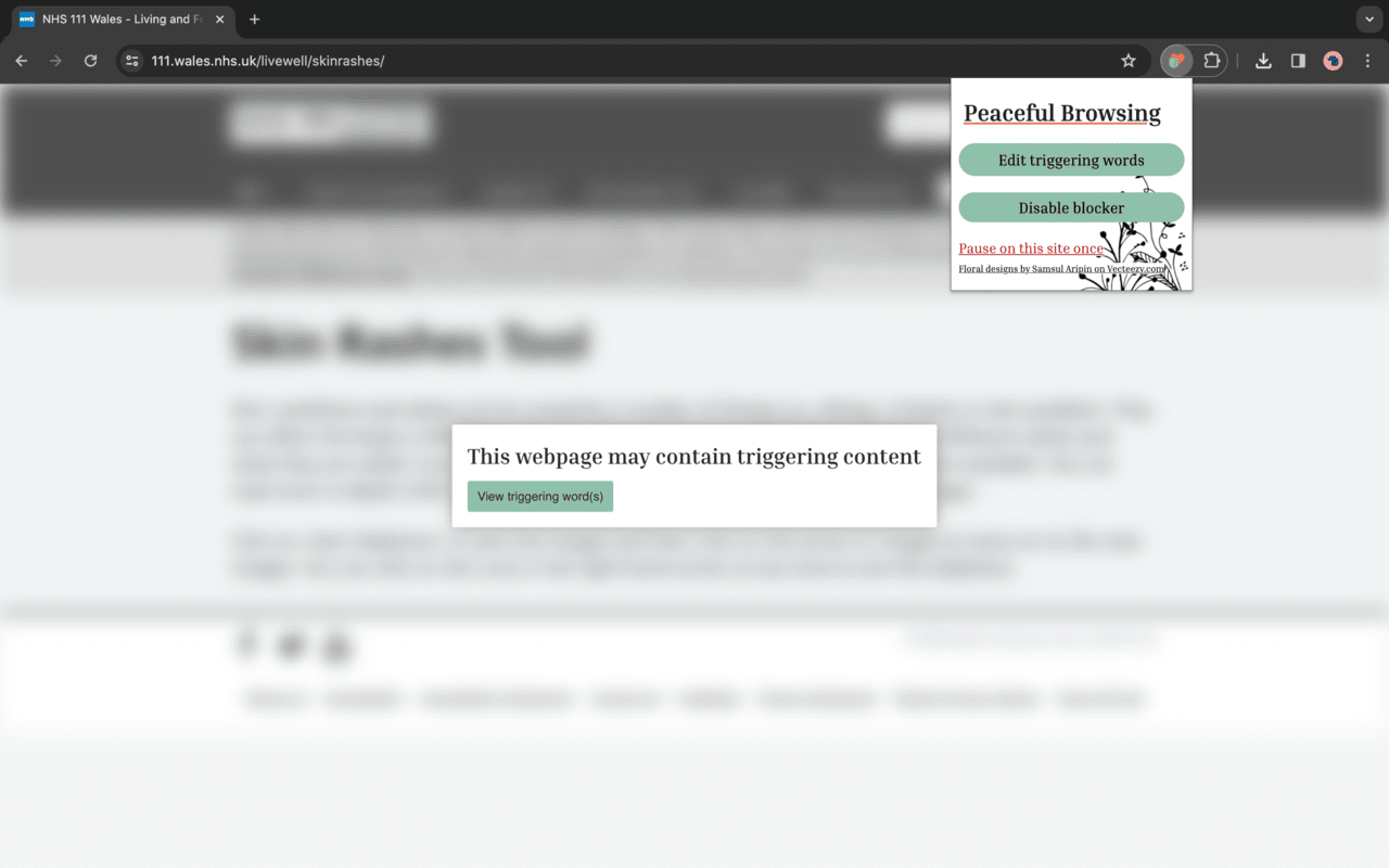 Peaceful Browsing for health anxiety chrome谷歌浏览器插件_扩展第2张截图