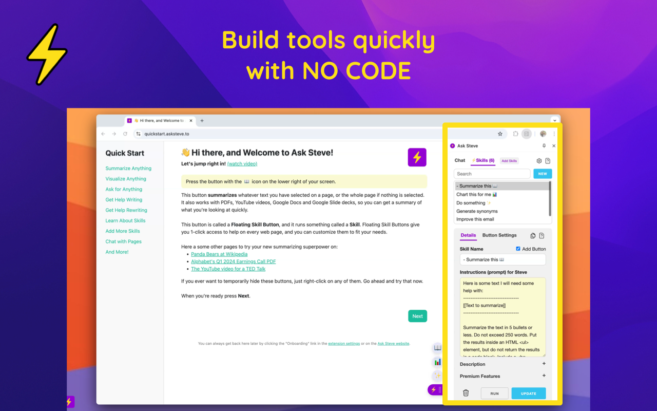 Ask Steve: Time-Saving AI Agents For Your Browser chrome谷歌浏览器插件_扩展第5张截图