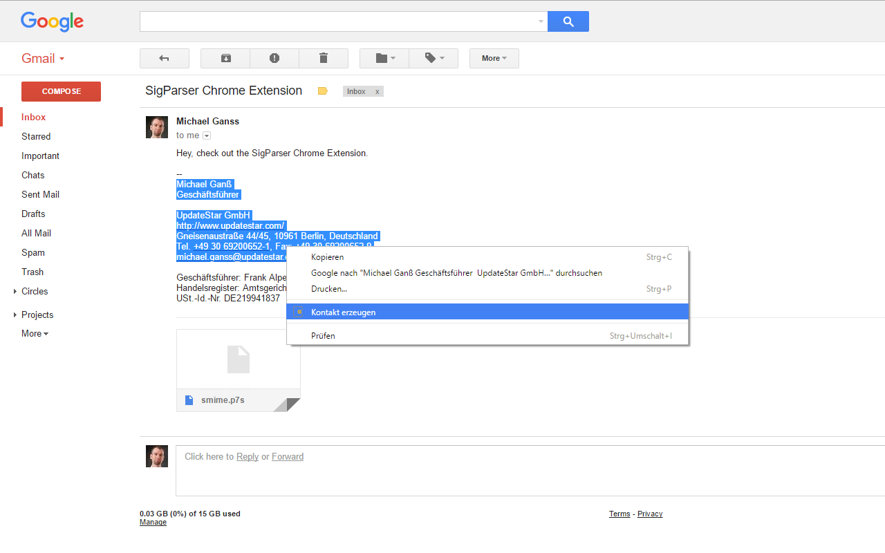 UpdateStar SigParser chrome谷歌浏览器插件_扩展第1张截图