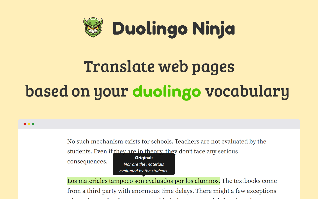 Duolingo Ninja chrome谷歌浏览器插件_扩展第4张截图