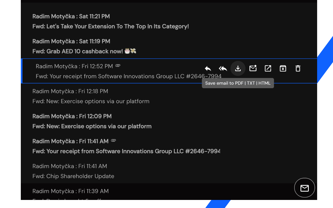 Mail Checker for Outlook™ | 将邮件保存为 PDF, TXT 或 HTML chrome谷歌浏览器插件_扩展第1张截图