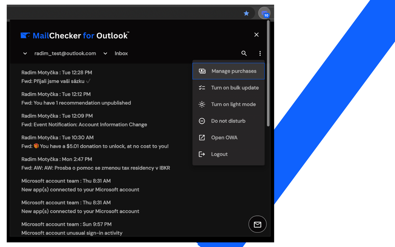 Mail Checker for Outlook™ | 将邮件保存为 PDF, TXT 或 HTML chrome谷歌浏览器插件_扩展第3张截图
