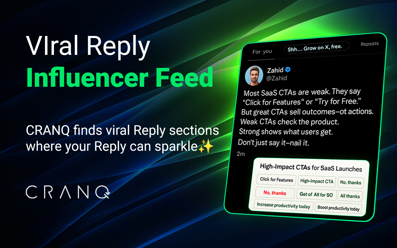 CRANQ – AI Replies for Rapid Growth on X.com / Twitter chrome谷歌浏览器插件_扩展第3张截图