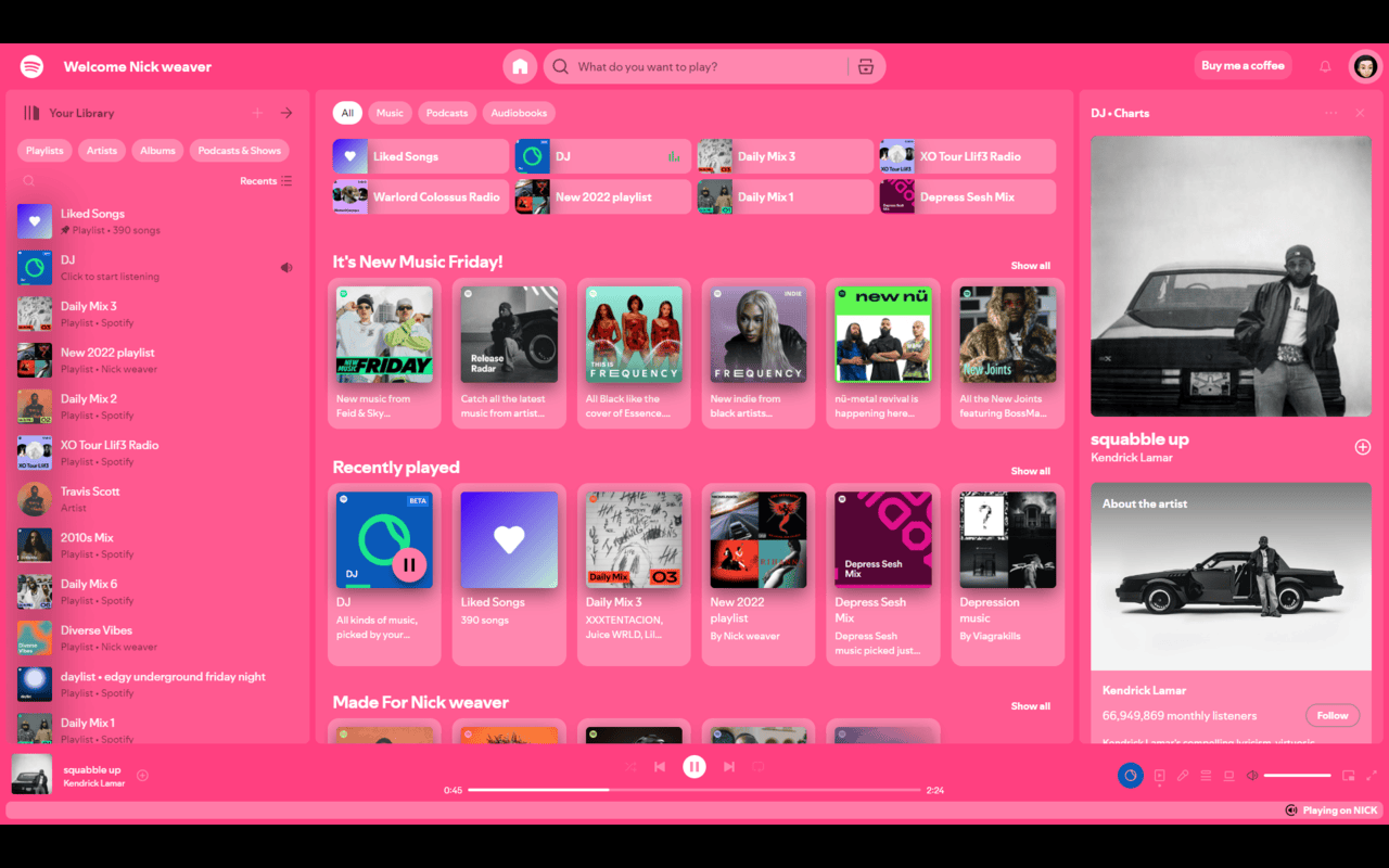 Hot Pink spotify chrome谷歌浏览器插件_扩展第2张截图
