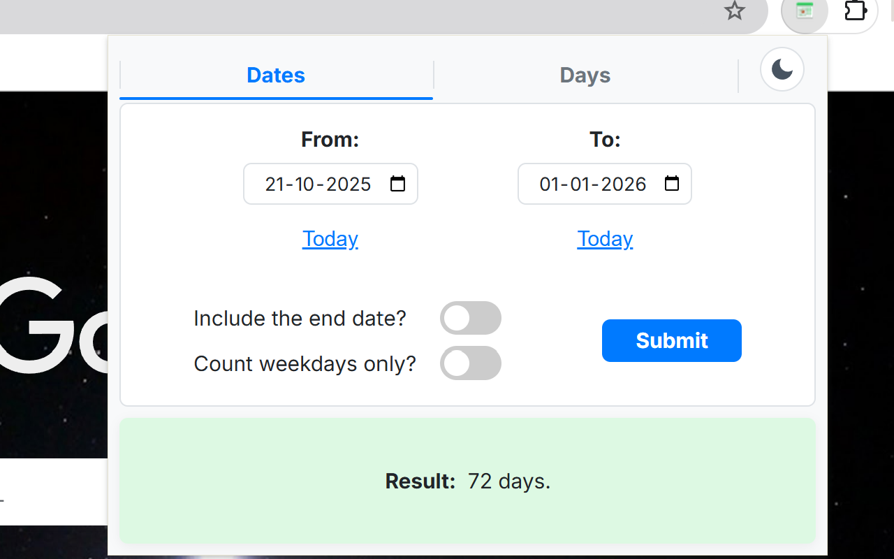 Dates & Days Calculator chrome谷歌浏览器插件_扩展第4张截图