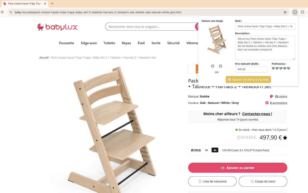 Ma Jolie Liste : Ajoutez vos cadeaux en un clic chrome谷歌浏览器插件_扩展第1张截图