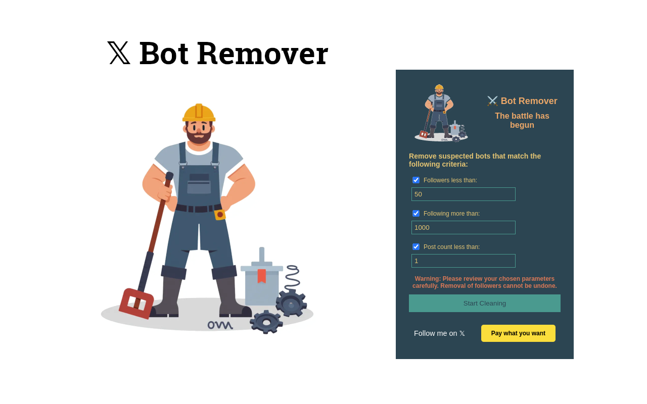 X Bot Remover chrome谷歌浏览器插件_扩展第1张截图