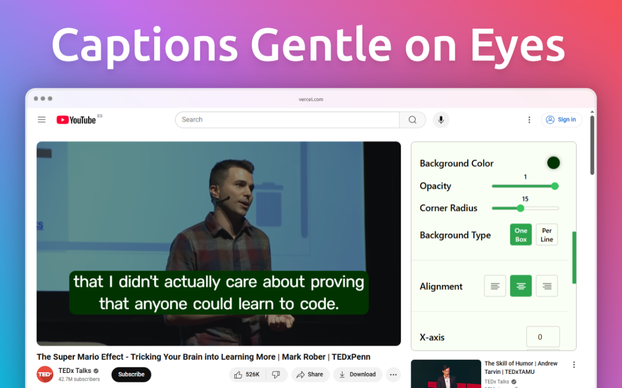 YouCaption: 自定义 YouTube 字幕字体和样式 chrome谷歌浏览器插件_扩展第1张截图