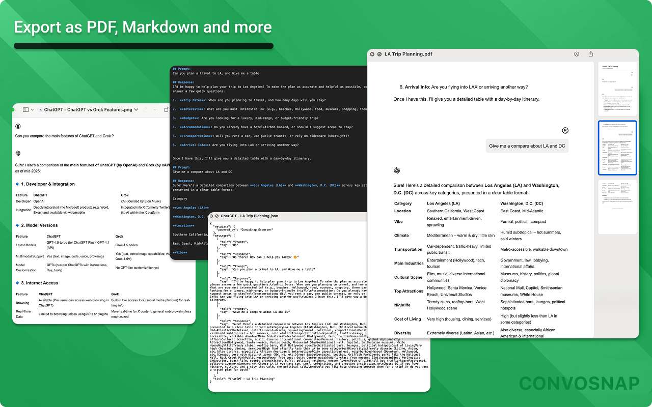 ConvoSnap Exporter：保存 AI 对话至 Google 文档，导出为 PDF、Markdown 等格式 chrome谷歌浏览器插件_扩展第2张截图