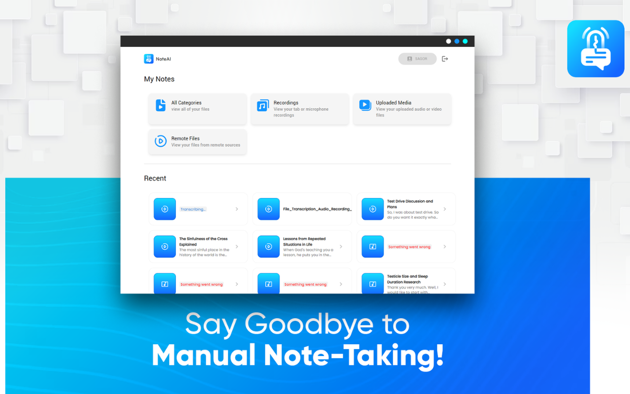 Note: AI Note Taker, Transcribe Speech To Text chrome谷歌浏览器插件_扩展第4张截图