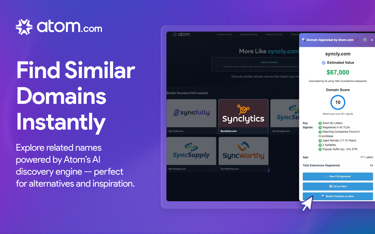 Domain Appraisal by Atom.com chrome谷歌浏览器插件_扩展第3张截图