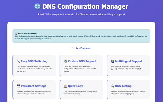 DNS Configuration Manager chrome谷歌浏览器插件_扩展第2张截图